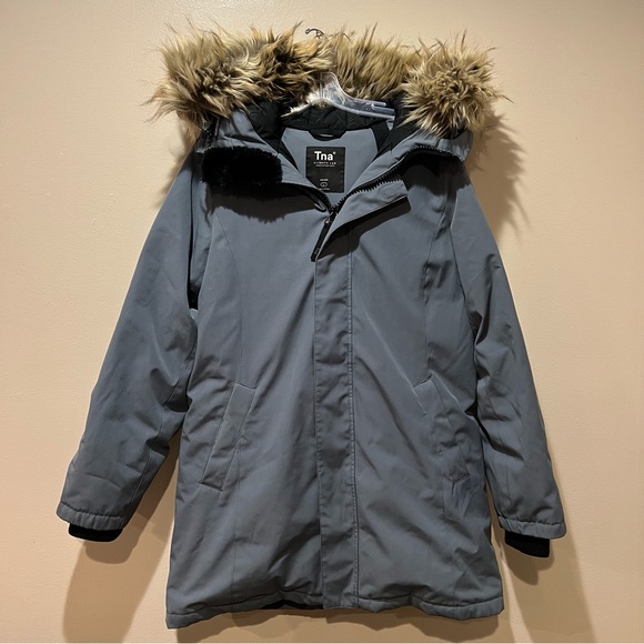 Aritzia TNA Haven Mid Length Parka Evening Dove Size L - Picture 5 of 16